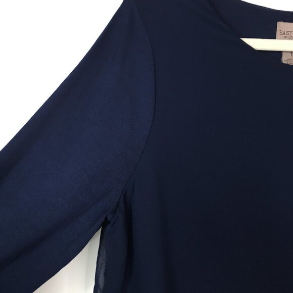 Chico’s Easywear Double Layer Top Split Deep Navy - Picture 6 of 12